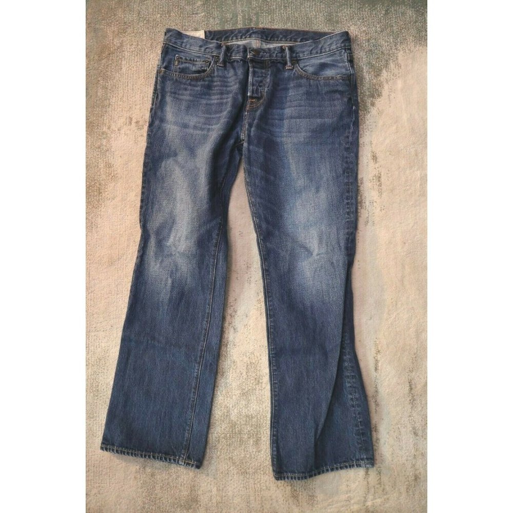 Abercrombie & Fitch Classic Straight Mens Size 36x32 Blue Denim Button Fly Jeans